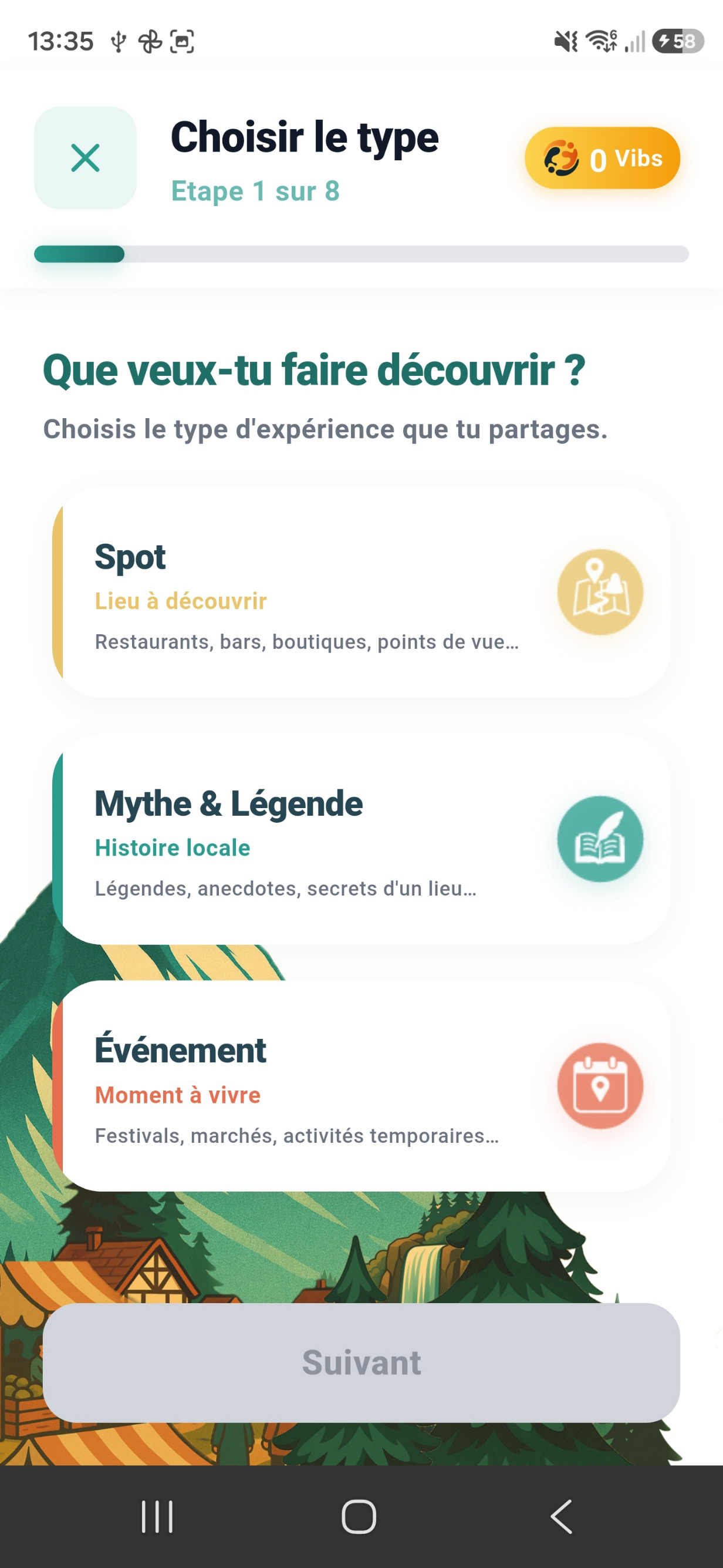 Ajouter un spot sur Spotvib : choix du type — Spot, Mythe & Légende, Événement
